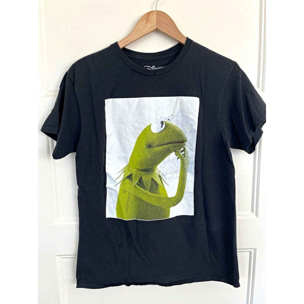Disney The Muppets Kermit The Frog Thinking Pondering Meme Graphic Tee Shirt M